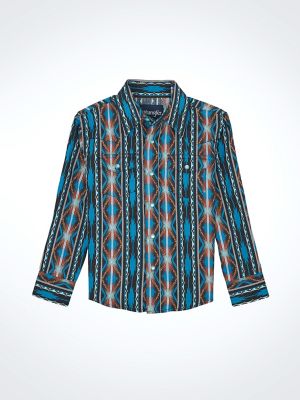 Men's Checotah® Long Sleeve Western Snap Printed Shirt in Turquoise Crimson