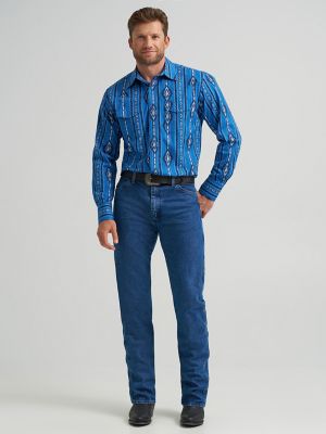 Men's Checotah® Long Sleeve Western Snap Printed Shirt in Blue Darkly