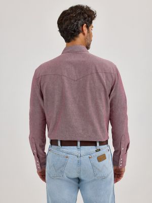 Cowboy Cut® Long Sleeve Western Snap Chambray Work Shirt in Chambray Wine