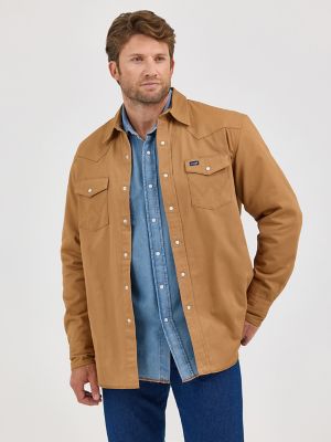 Men's Wrangler® Long Sleeve Flannel Lined Solid Work Shirt