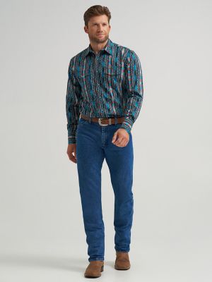 Men's Checotah® Long Sleeve Western Snap Printed Shirt in Turquoise Crimson