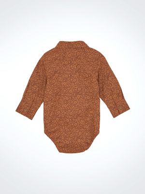 Baby Boy's Long Sleeve Western Snap Bodysuit in Rustic Brown