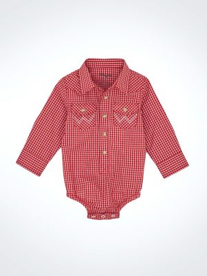 Baby Boy's Long Sleeve Western Snap Bodysuit in Red Rooster