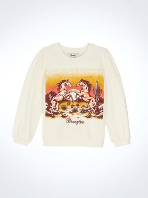 Girl's Wrangler Graphic Puff Sleeve Pullover