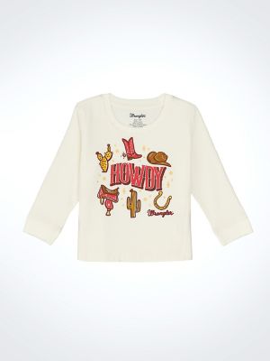 Little Girl's Western Crewneck Sweatshirt in Graphic White
