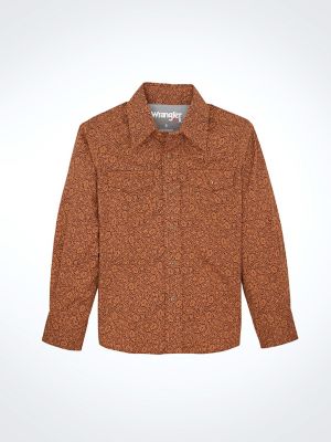 Boy's Wrangler® 20X® Advanced Comfort Western Snap Print Shirt