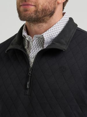 Men's George Strait Quarter-Zip Quilted Pullover in Tan