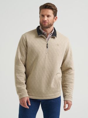 Men's George Strait Quarter-Zip Quilted Pullover in Tan