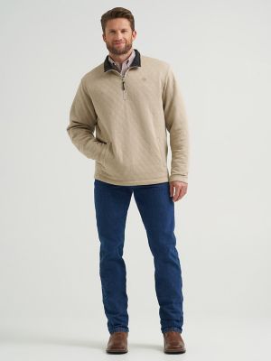 Men's George Strait Quarter-Zip Quilted Pullover in Tan