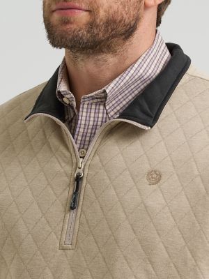 Men's George Strait Quarter-Zip Quilted Pullover in Tan