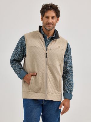 Men's George Strait Zip Front Solid Knit Vest in Tan