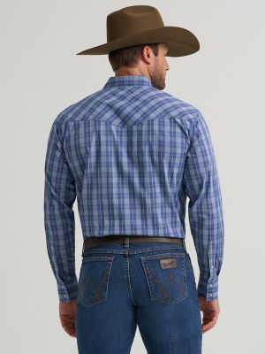 Men's 20X® Competition Advanced Comfort Long Sleeve Two Pocket Western Snap Shirt in Ocean Plaid