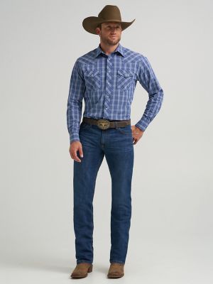 Men's 20X® Competition Advanced Comfort Long Sleeve Two Pocket Western Snap Shirt in Ocean Plaid