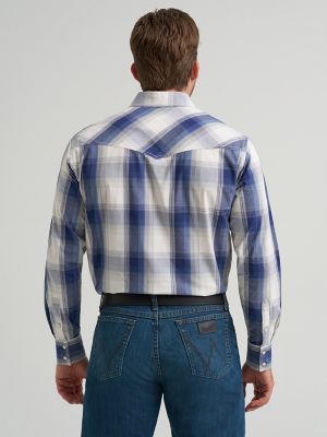 Men's 20X® Competition Advanced Comfort Long Sleeve Two Pocket Western Snap Shirt in Navy Ombre