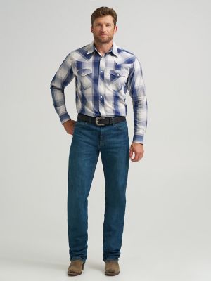 Men's 20X® Competition Advanced Comfort Long Sleeve Two Pocket Western Snap Shirt in Navy Ombre