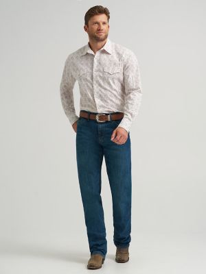 Men's 20X® Competition Advanced Comfort Long Sleeve Two Pocket Western Snap Shirt in Brown Scribble