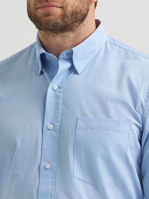 Men's Cody Johnson One Pocket Button Down Shirt in Sky Pinstripe