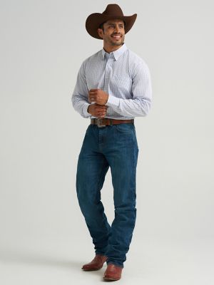 Men's Cody Johnson One Pocket Button Down Shirt in Sky Checks