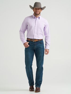 Men's Cody Johnson One Pocket Button Down Shirt in Lilac Diamonds