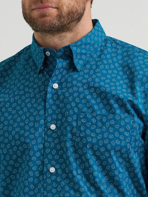 Men's Cody Johnson One Pocket Button Down Shirt in Ink Blue Cell