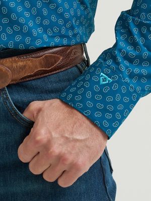 Men's Cody Johnson One Pocket Button Down Shirt in Ink Blue Cell alternative view 5