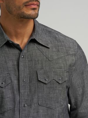 Men's Cody Johnson Two Pocket Western Snap Shirt in Black alternative view 3