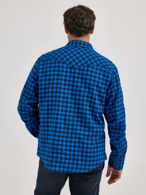 Men's Wrangler Retro® Long Sleeve Flannel Western Snap Plaid Shirt