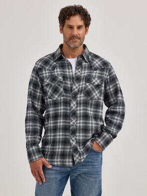 Men's Wrangler Retro® Long Sleeve Flannel Western Snap Plaid