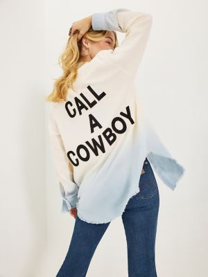 Wrangler x Lainey Wilson Gauzy Dip-Dye Western Snap Shirt in Dip -Dyed alternative view 3