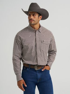 Wrangler® George Strait™ Troubadour Long Sleeve Western Snap Shirt in Coffee Splash main view