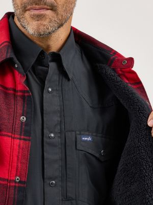 stylekey2pac様 Men's Wrangler Sherpa Lined Flannel Snap Shirt Jacket | NEW