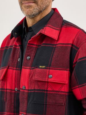 Men's Wrangler Sherpa Lined Flannel Snap Shirt Jacket | Men's