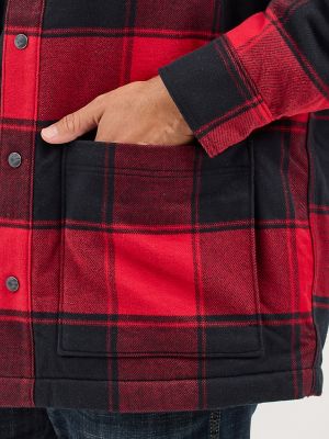 Men's Wrangler Sherpa Lined Flannel Snap Shirt Jacket | NEW