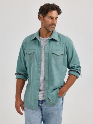 Men's Wrangler Retro Premium Western Snap Solid Shirt