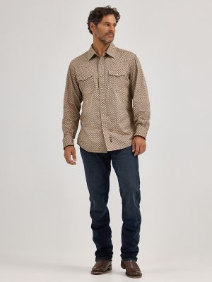 Men's Wrangler® Retro® Premium Long Sleeve Western Snap Printed Shirt