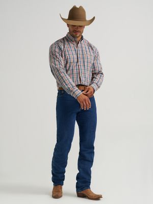 Wrangler® George Strait™ Long Sleeve Button Down One Pocket Shirt in Mallard Madras