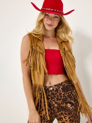 Wrangler x Lainey Wilson Festival Fringe Vest in Bone Brown alternative view 2