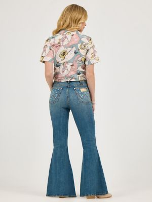 Wrangler x Lainey Wilson Bejeweled Bell Bottoms in Rock Wash