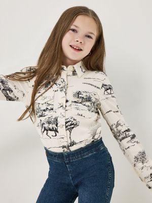 Girl's Wrangler x Lainey Wilson Country Toile Western Snap Shirt in Landscape Print alternative view
