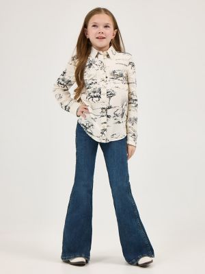 Girl's Wrangler x Lainey Wilson Country Toile Western Snap Shirt in Landscape Print alternative view 5