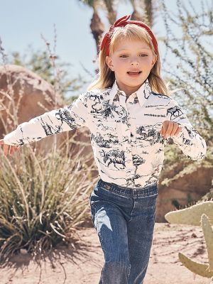 Girl's Wrangler x Lainey Wilson Country Toile Western Snap Shirt in Landscape Print