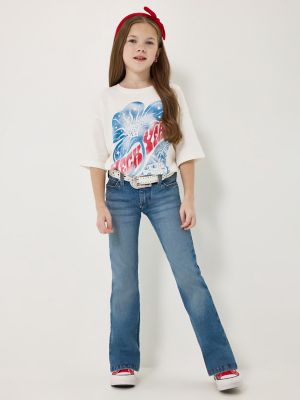 Girl's Wrangler x Lainey Wilson Boot Huggers in Wrangler Blue Wash alternative view