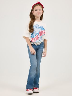 Girl's Wrangler x Lainey Wilson Boot Huggers in Wrangler Blue Wash alternative view 3