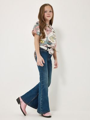 Girls Wrg x LW Embroidered Bell Bottoms:Boho Wash:16:Slim alternative view 2
