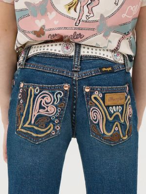 Girls Wrg x LW Embroidered Bell Bottoms:Boho Wash:16:Slim alternative view 3