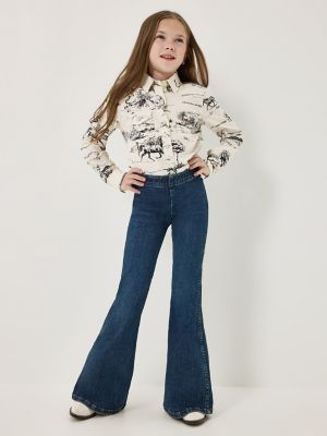 Girl's Wrangler x Lainey Wilson Pull On Bell Bottoms in Dark Denim Wash alternative view