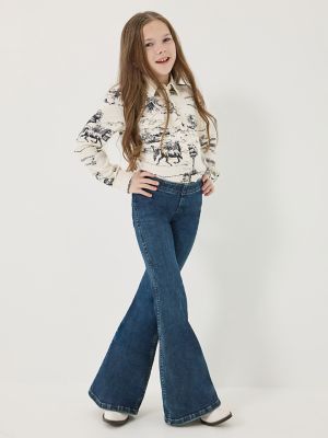 Girl's Wrangler x Lainey Wilson Pull On Bell Bottoms in Dark Denim Wash alternative view 6