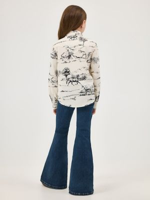 Girl's Wrangler x Lainey Wilson Pull On Bell Bottoms in Dark Denim Wash alternative view 7