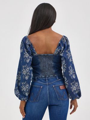 Women's Wrangler Denim Cropped Blouse in Dark Denim alternative view 2