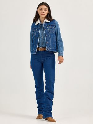 Women's Wrangler Sherpa Lined Denim Vest in Mid